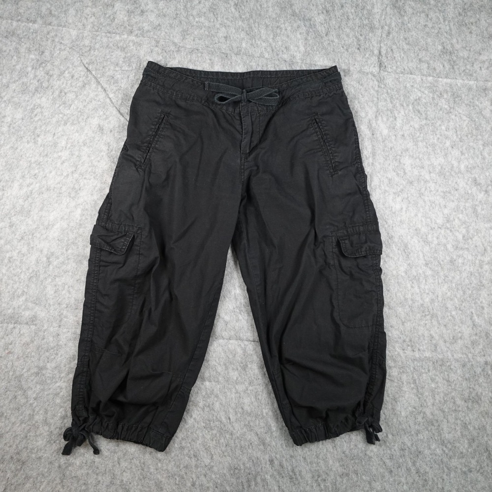 Norma Kamali Pants Women 4 Black Cargo Cropped Cotton Utility Military Baggy